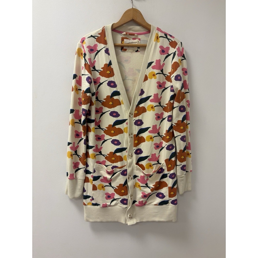 Evy's Tree Vivie in Bright Floral Sweatshirt Cardigan Sweater Size Medium
